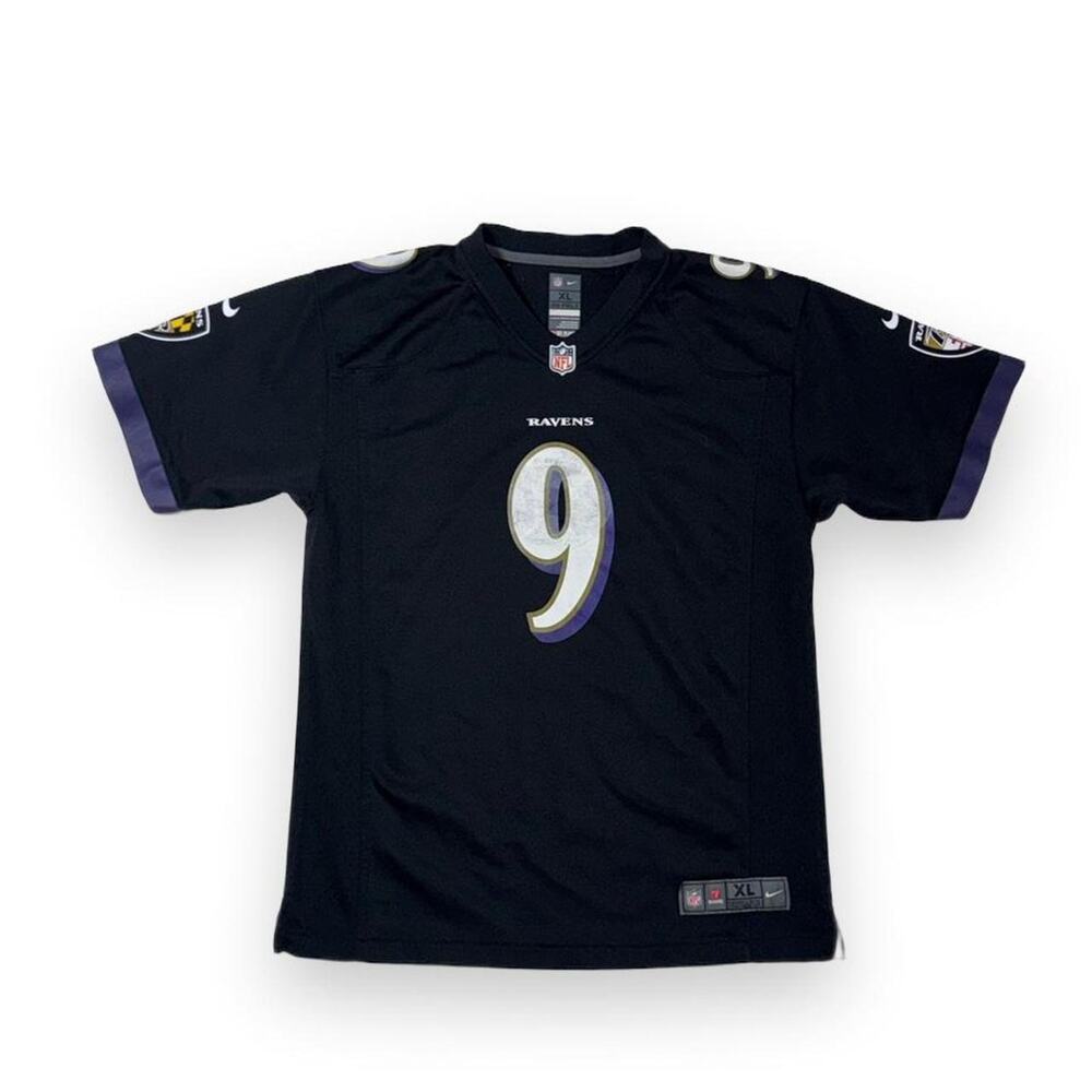 Nike Baltimore Ravens number 9 Justin Tucker black jersey in youth XL (18/20)